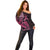 Aotearoa Maori Off Shoulder Sweater Pink Fern Ribbons on Black - Polynesian Pride
