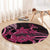 Aotearoa Maori Round Carpet Pink Fern Ribbons on Black - Polynesian Pride