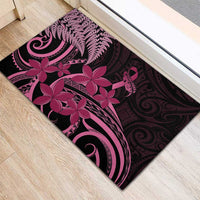 Aotearoa Maori Rubber Doormat Pink Fern Ribbons on Black LT7 - Polynesian Pride