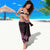 Aotearoa Maori Sarong Pink Fern Ribbons on Black - Polynesian Pride