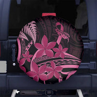 Aotearoa Maori Spare Tire Cover Pink Fern Ribbons on Black LT7 No hole Black - Polynesian Pride