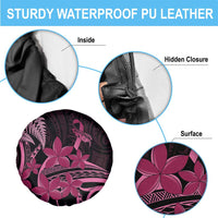 Aotearoa Maori Spare Tire Cover Pink Fern Ribbons on Black LT7 - Polynesian Pride