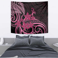 Aotearoa Maori Tapestry Pink Fern Ribbons on Black - Polynesian Pride