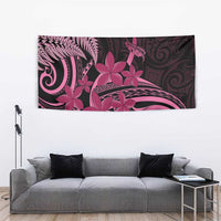Aotearoa Maori Tapestry Pink Fern Ribbons on Black - Polynesian Pride