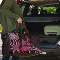 Aotearoa Maori Travel Bag Pink Fern Ribbons on Black - Polynesian Pride