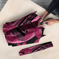 Aotearoa Maori Umbrella Pink Fern Ribbons on Black - Polynesian Pride