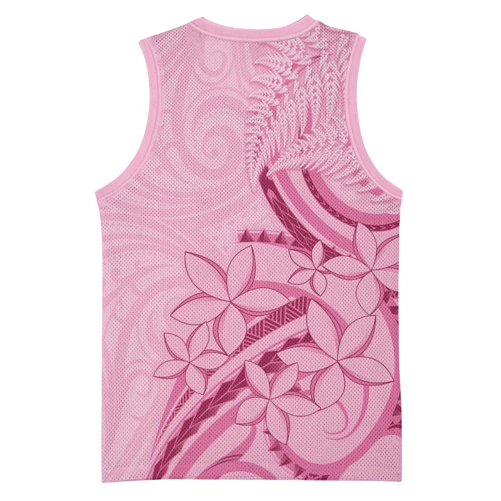 Aotearoa Maori Basketball Jersey Pink Fern Ribbons - Polynesian Pride