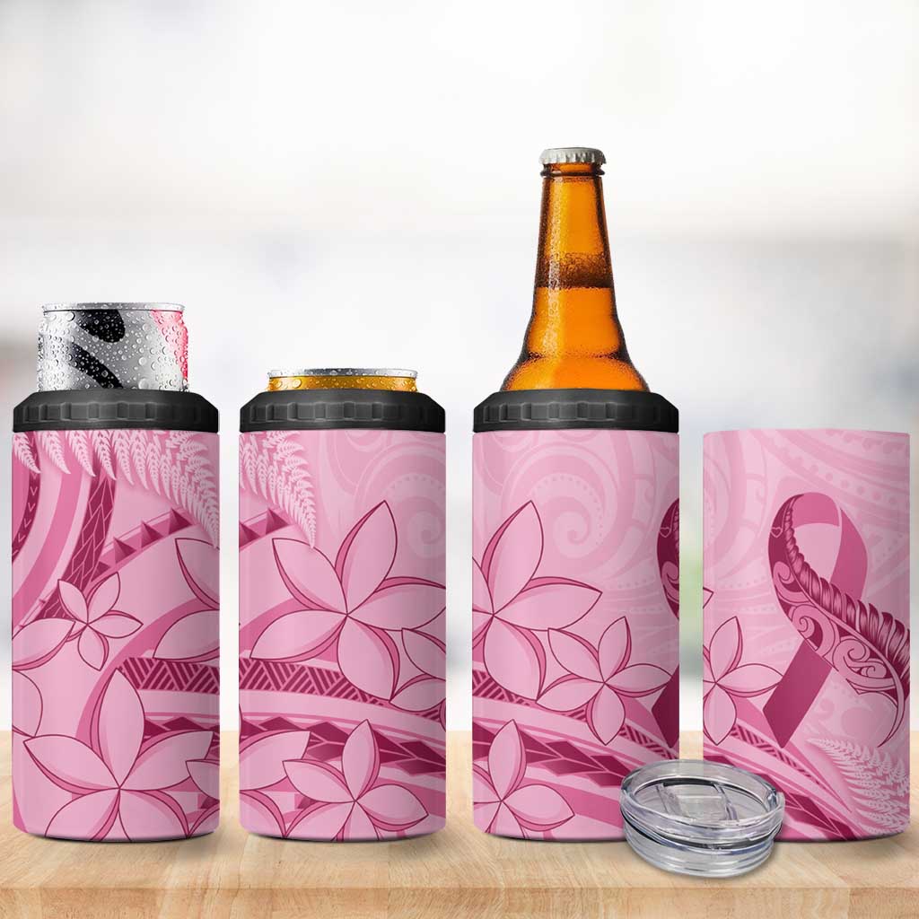 Aotearoa Maori 4 in 1 Can Cooler Tumbler Pink Fern Ribbons - Polynesian Pride