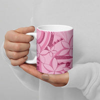 Aotearoa Maori Ceramic Mug Pink Fern Ribbons - Polynesian Pride