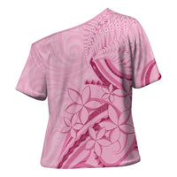 Aotearoa Maori Cross Shoulder Shirt Pink Fern Ribbons - Polynesian Pride