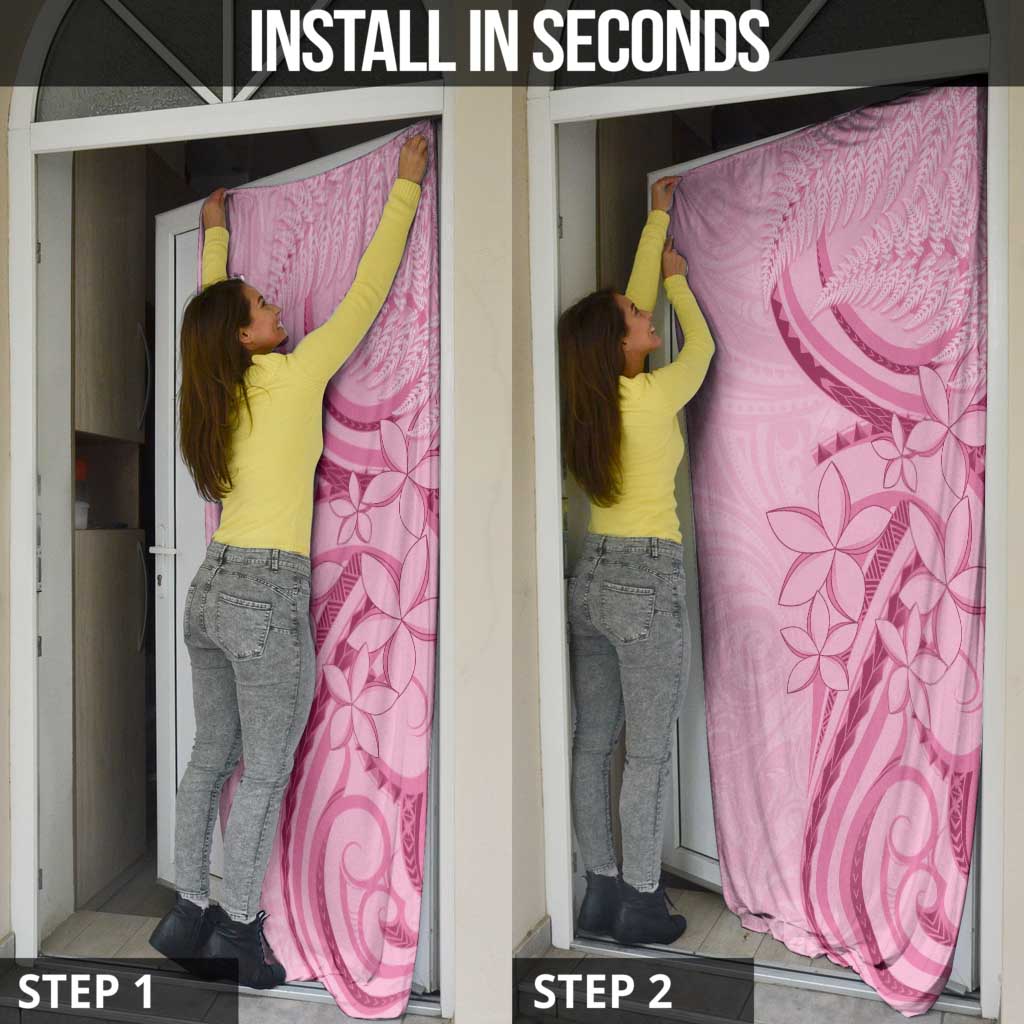Aotearoa Maori Door Cover Pink Fern Ribbons - Polynesian Pride