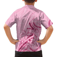 Aotearoa Maori Family Matching Off The Shoulder Long Sleeve Dress and Hawaiian Shirt Pink Fern Ribbons - Polynesian Pride