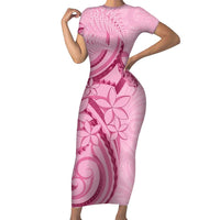Aotearoa Maori Family Matching Short Sleeve Bodycon Dress and Hawaiian Shirt Pink Fern Ribbons - Polynesian Pride