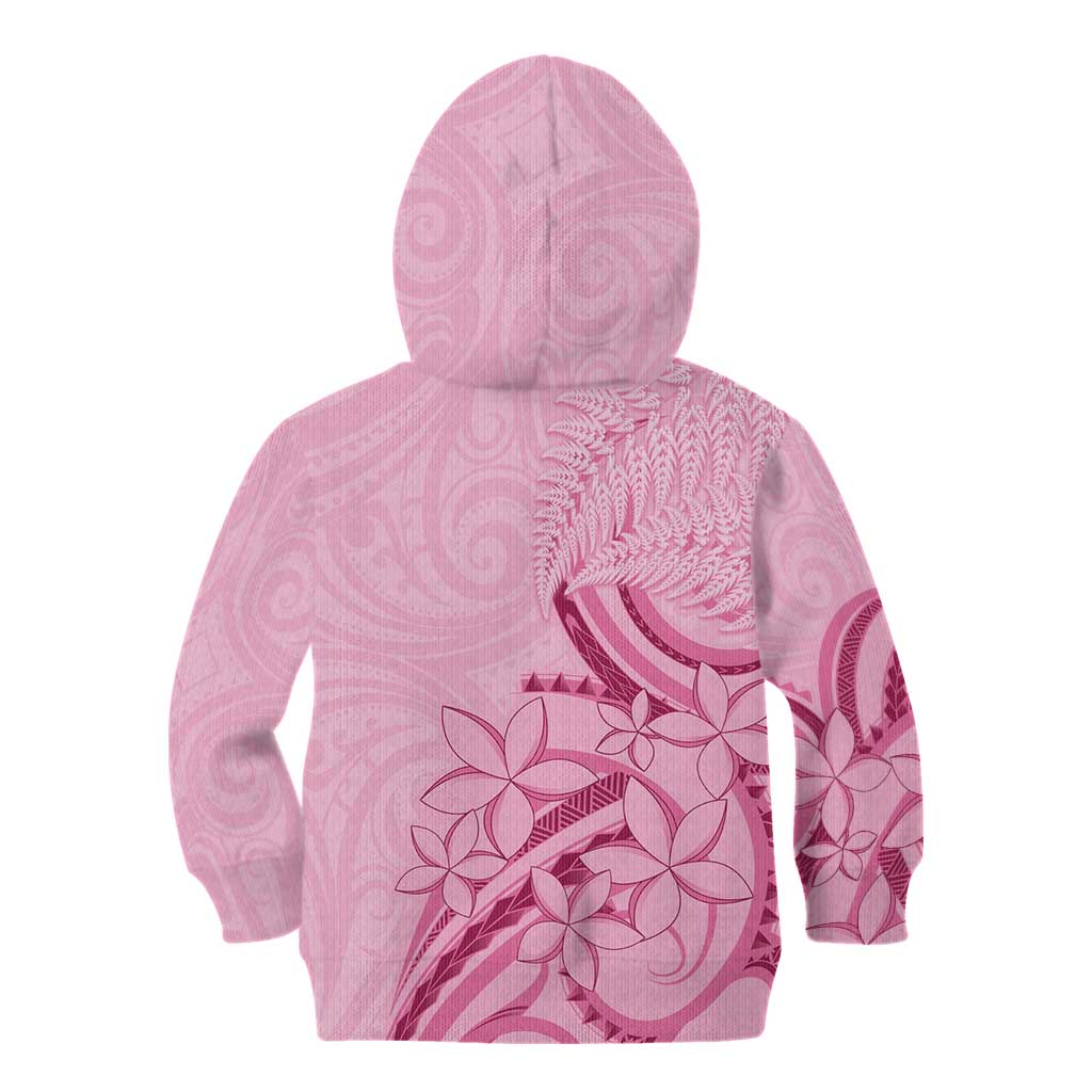 Aotearoa Maori Kid Hoodie Pink Fern Ribbons - Polynesian Pride