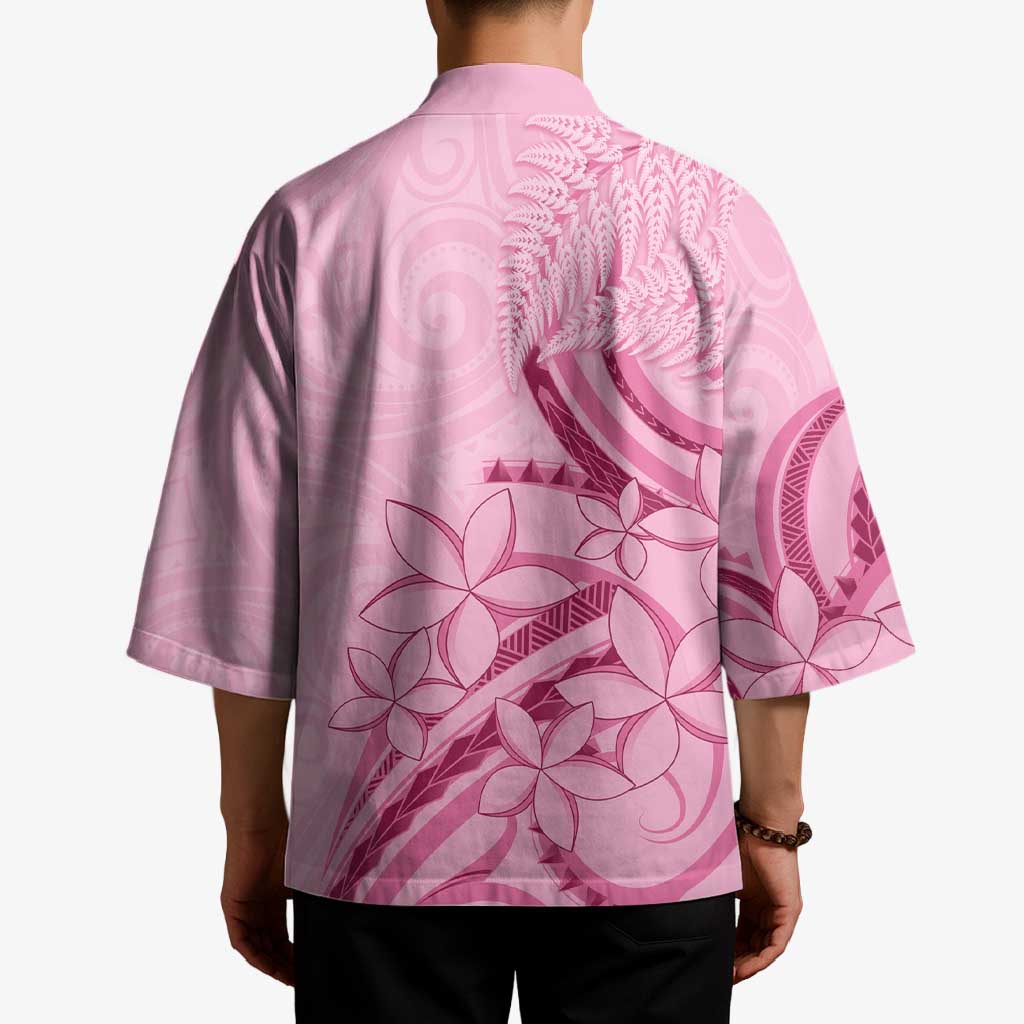 Aotearoa Maori Kimono Pink Fern Ribbons - Polynesian Pride