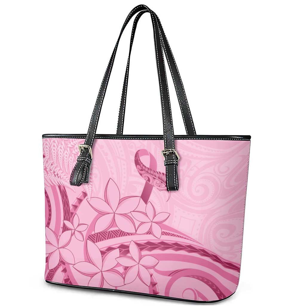 Aotearoa Maori Leather Tote Bag Pink Fern Ribbons LT7 - Polynesian Pride