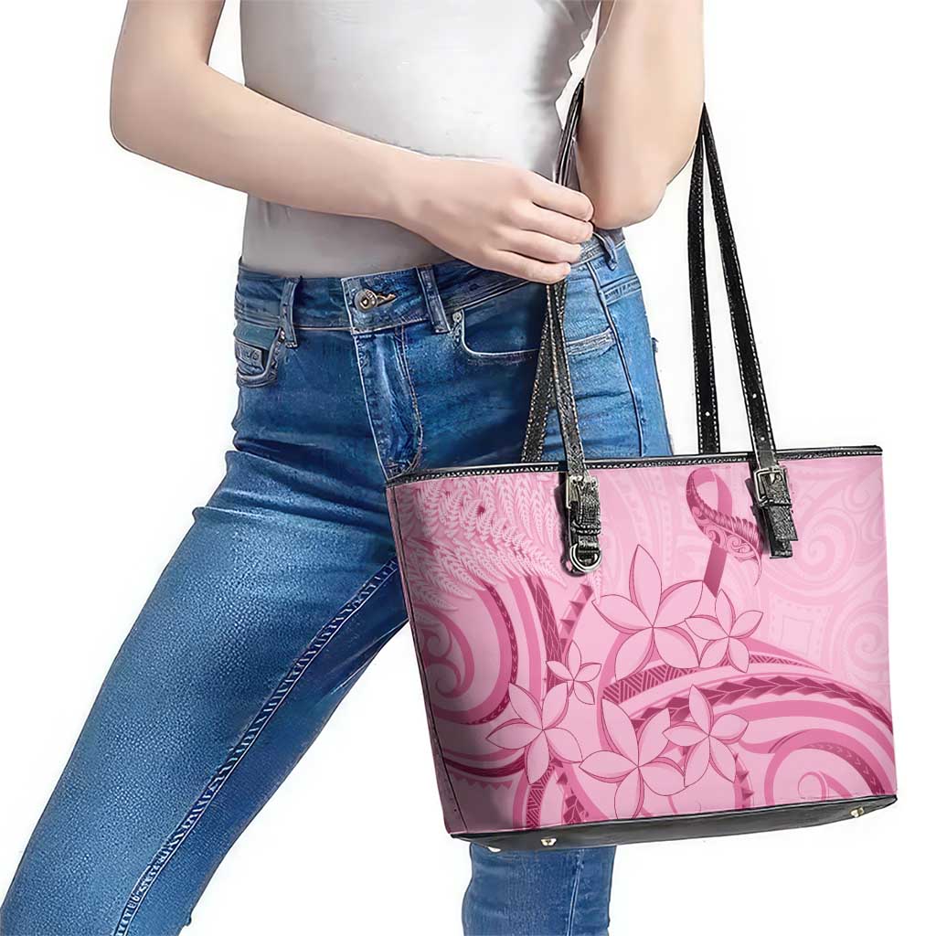 Aotearoa Maori Leather Tote Bag Pink Fern Ribbons LT7 - Polynesian Pride