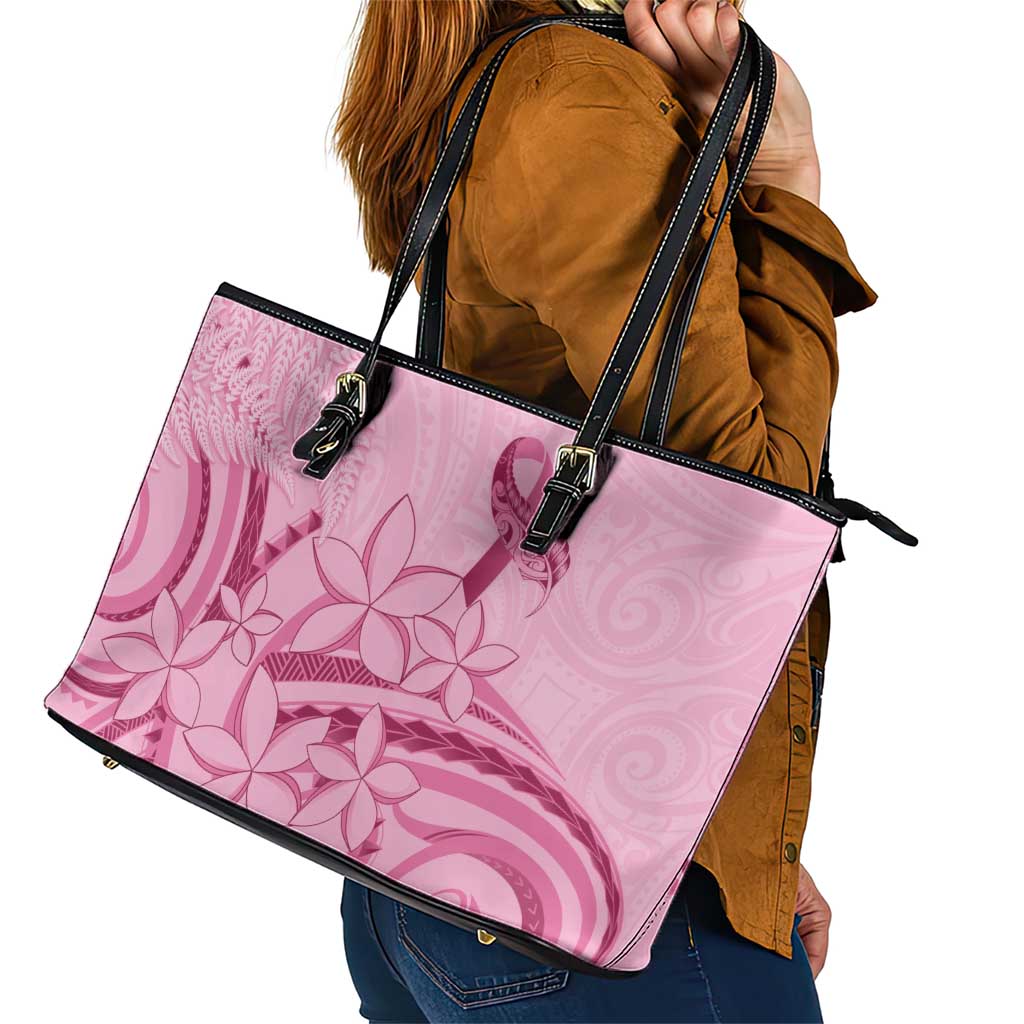 Aotearoa Maori Leather Tote Bag Pink Fern Ribbons LT7 - Polynesian Pride