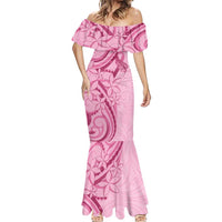 Aotearoa Maori Mermaid Dress Pink Fern Ribbons - Polynesian Pride