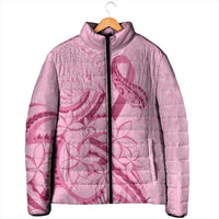 Aotearoa Maori Padded Jacket Pink Fern Ribbons - Polynesian Pride