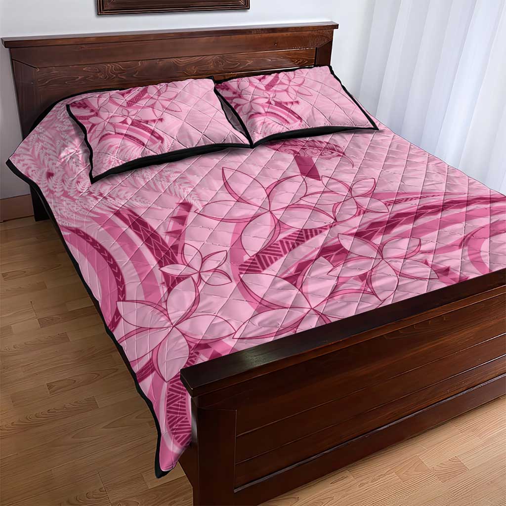 Aotearoa Maori Quilt Bed Set Pink Fern Ribbons - Polynesian Pride