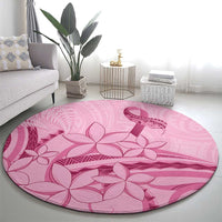 Aotearoa Maori Round Carpet Pink Fern Ribbons - Polynesian Pride