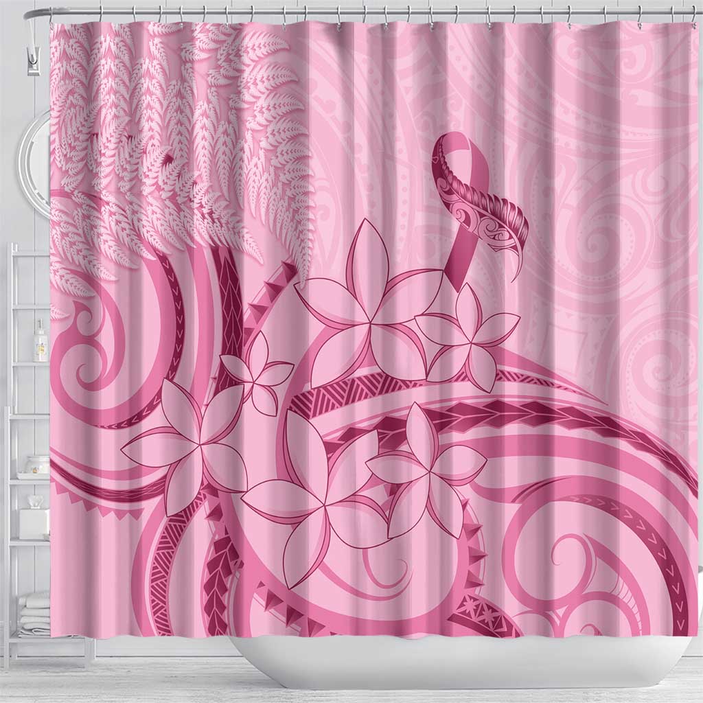 Aotearoa Maori Shower Curtain Pink Fern Ribbons - Polynesian Pride