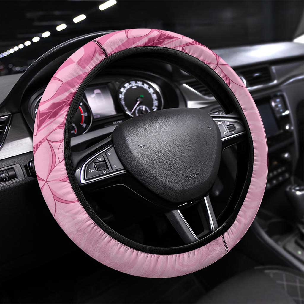 Aotearoa Maori Steering Wheel Cover Pink Fern Ribbons - Polynesian Pride