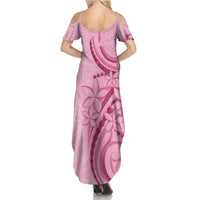 Aotearoa Maori Summer Maxi Dress Pink Fern Ribbons - Polynesian Pride