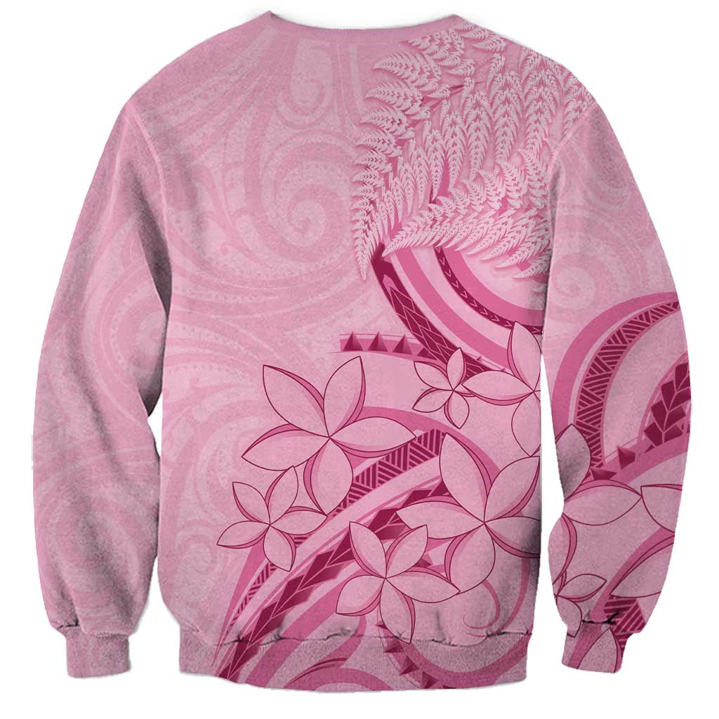 Aotearoa Maori Sweatshirt Pink Fern Ribbons LT7 - Polynesian Pride