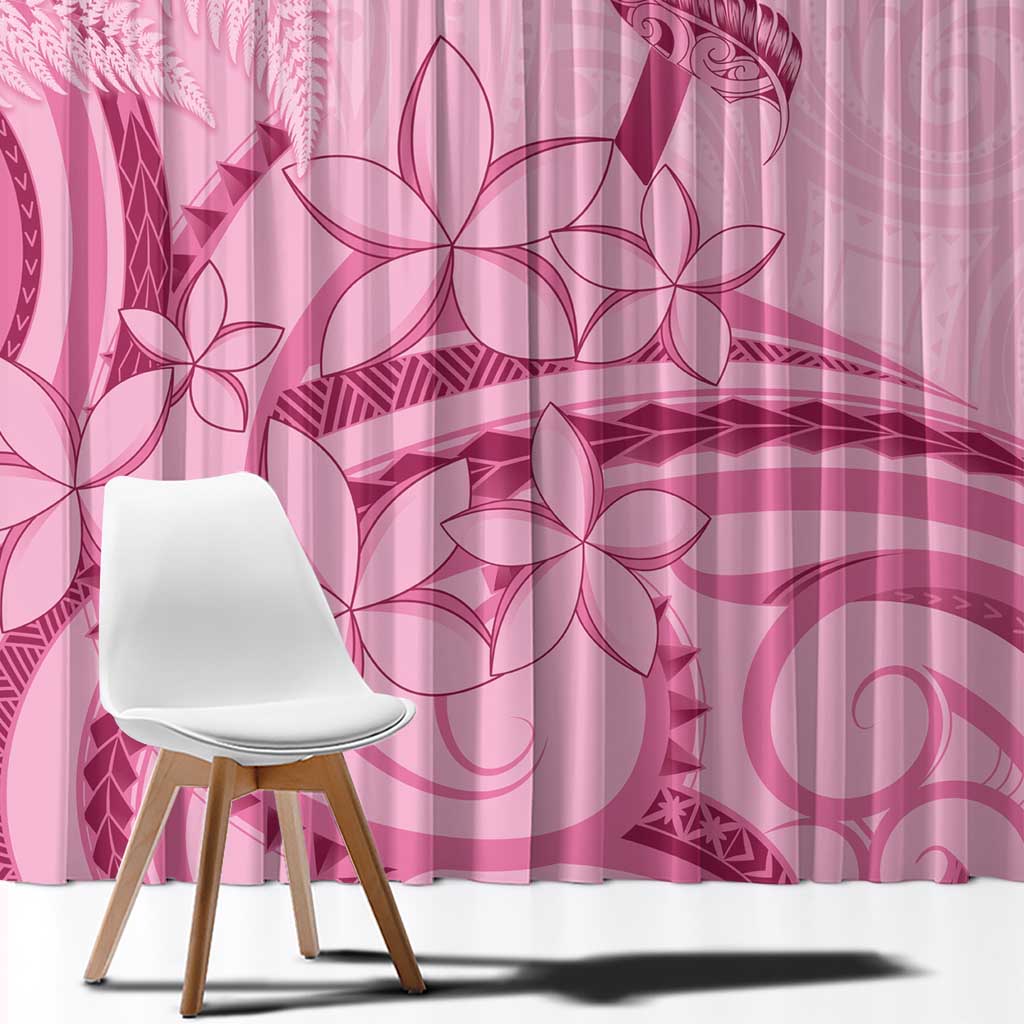 Aotearoa Maori Window Curtain Pink Fern Ribbons - Polynesian Pride