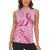 Aotearoa Maori Women Sleeveless Polo Shirt Pink Fern Ribbons - Polynesian Pride