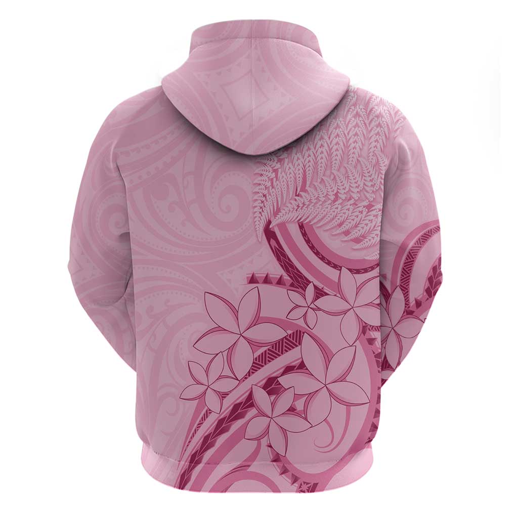 Aotearoa Maori Zip Hoodie Pink Fern Ribbons LT7 - Polynesian Pride