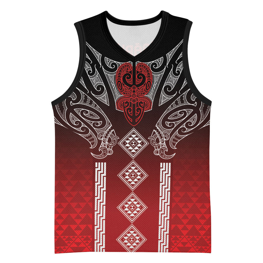 Aotearoa Maori Iwi Heritage Basketball Jersey Ngapuhi Kokowai LT7 Unisex Red - Polynesian Pride