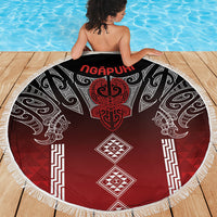 Aotearoa Maori Iwi Heritage Beach Blanket Ngapuhi Kokowai