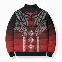 Aotearoa Maori Iwi Heritage Bomber Puffer Jacket Ngapuhi Kokowai