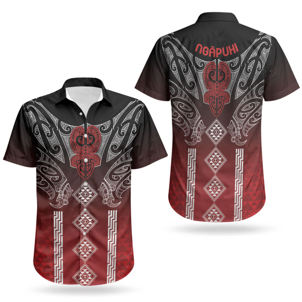 Aotearoa Maori Iwi Heritage Couples Matching Long Sleeve Bodycon Dress and Hawaiian Shirt Ngapuhi Kokowai