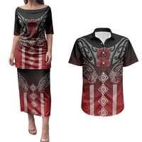 Aotearoa Maori Iwi Heritage Couples Matching Puletasi and Hawaiian Shirt Ngapuhi Kokowai