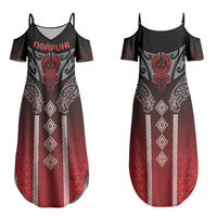Aotearoa Maori Iwi Heritage Couples Matching Summer Maxi Dress and Hawaiian Shirt Ngapuhi Kokowai