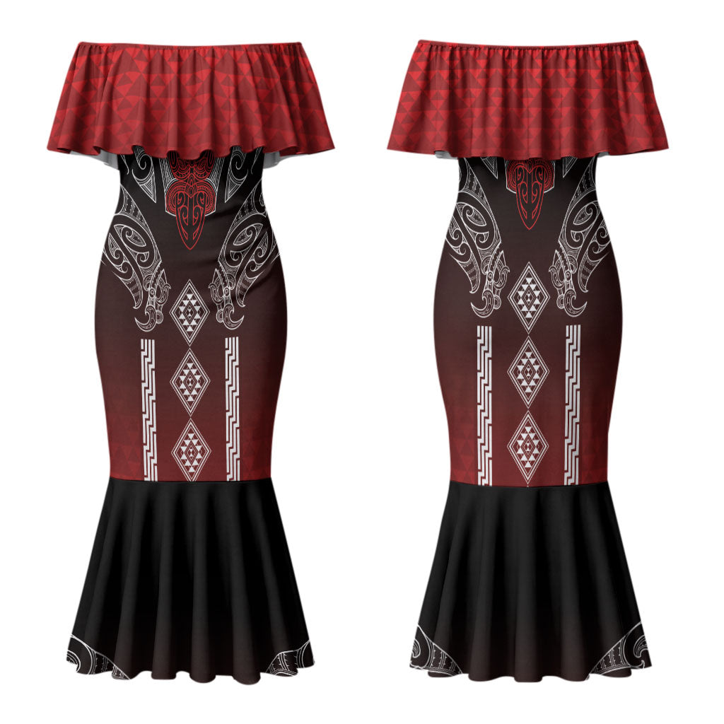Aotearoa Maori Iwi Heritage Family Matching Mermaid Dress and Hawaiian Shirt Ngapuhi Kokowai
