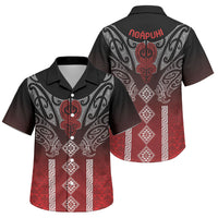 Aotearoa Maori Iwi Heritage Family Matching Off Shoulder Short Dress and Hawaiian Shirt Ngapuhi Kokowai