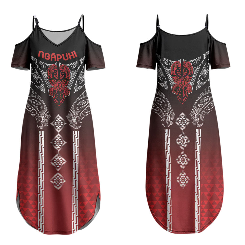 Aotearoa Maori Iwi Heritage Family Matching Summer Maxi Dress and Hawaiian Shirt Ngapuhi Kokowai
