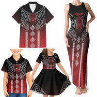 Aotearoa Maori Iwi Heritage Family Matching Tank Maxi Dress and Hawaiian Shirt Ngapuhi Kokowai