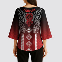 Aotearoa Maori Iwi Heritage Kimono Sleeve Blouse Ngapuhi Kokowai