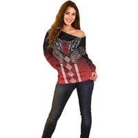 Aotearoa Maori Iwi Heritage Off Shoulder Sweater Ngapuhi Kokowai