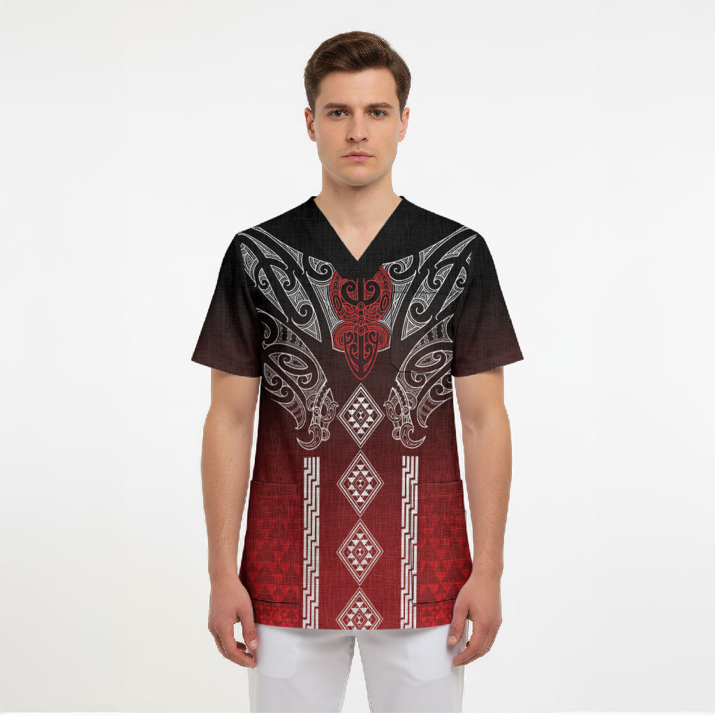 Aotearoa Maori Iwi Heritage Scrub Top Ngapuhi Kokowai