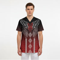 Aotearoa Maori Iwi Heritage Scrub Top Ngapuhi Kokowai