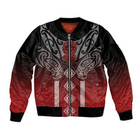 Aotearoa Maori Iwi Heritage Sleeve Zip Bomber Jacket Ngapuhi Kokowai