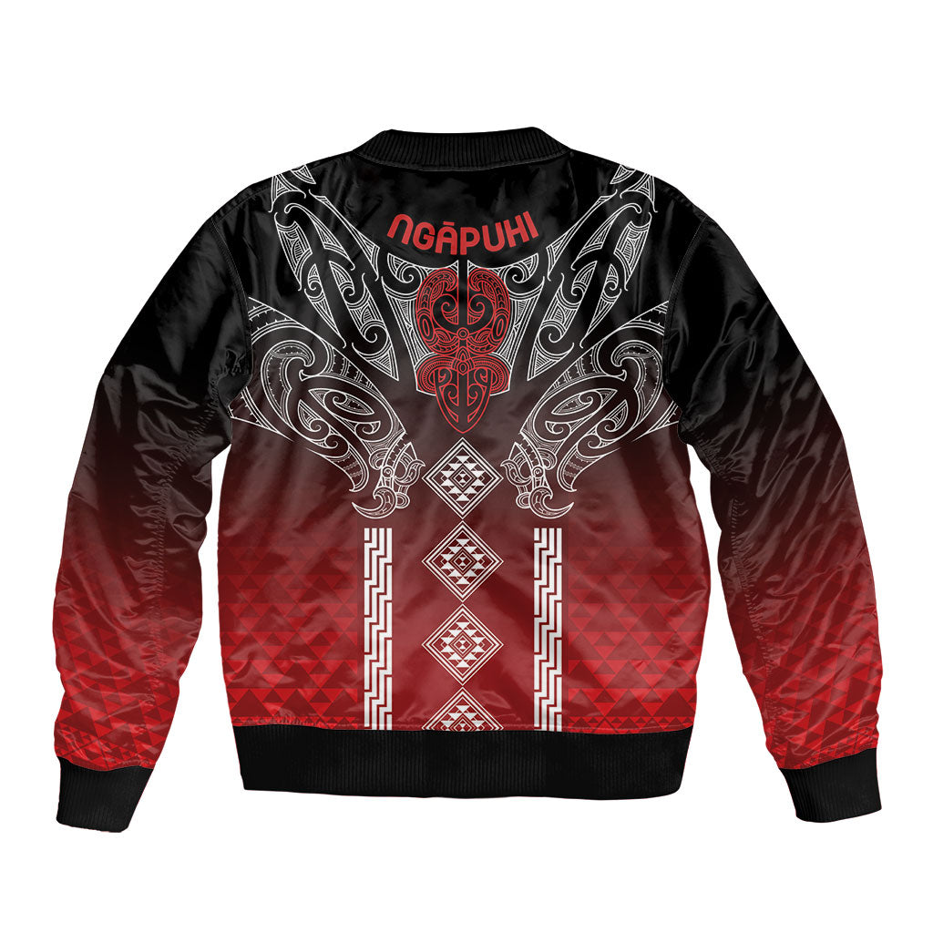 Aotearoa Maori Iwi Heritage Sleeve Zip Bomber Jacket Ngapuhi Kokowai