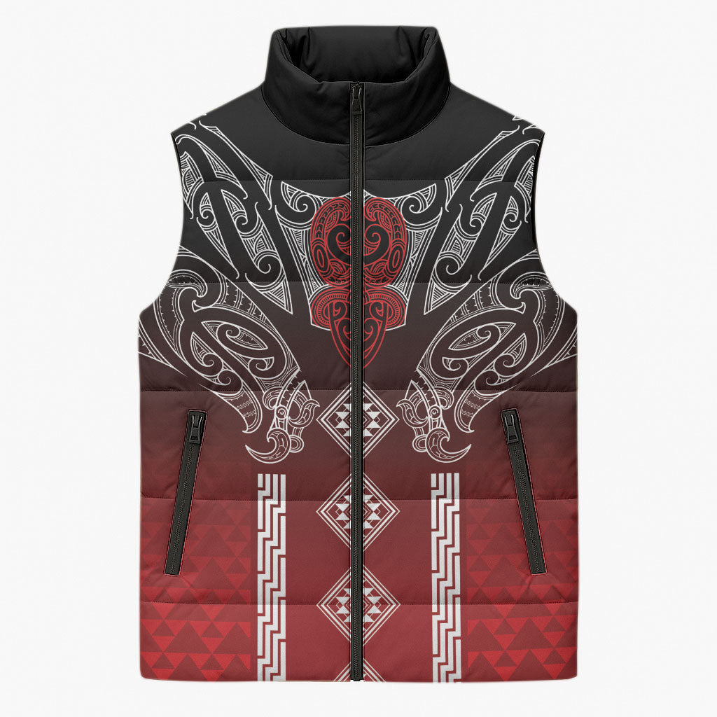 Aotearoa Maori Iwi Heritage Sleeveless Puffer Jacket Ngapuhi Kokowai LT7 Unisex Red - Polynesian Pride